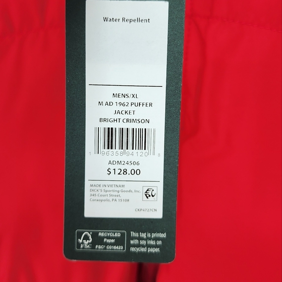 Alpine Design NWT 1962 Puffer Jacket Coat Bright Crimson Men's XL - Picture 4 of 6